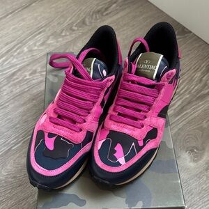 Valentino Vibrant Pink and Black Sneakers